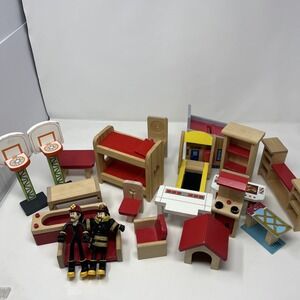 KIDKRAFT EVERYDAY HEROES PLAYSET WOODEN FURNITURE Figure Replacement Lot 21 Pcs